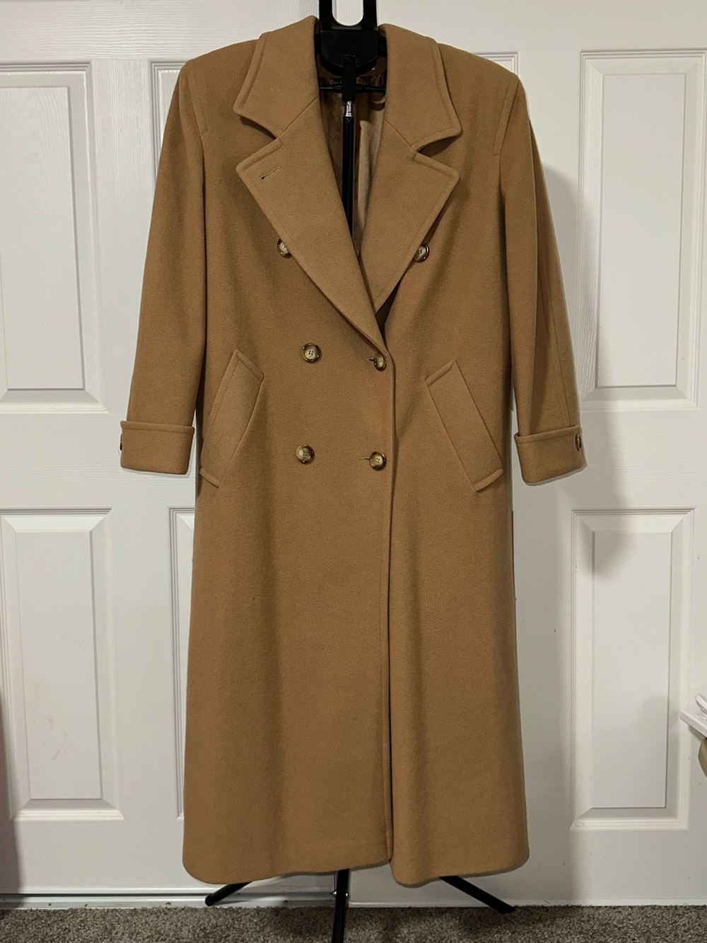Vintage Preston & York Camel Wool Trench Coat Oversized Size 10 Made in USA